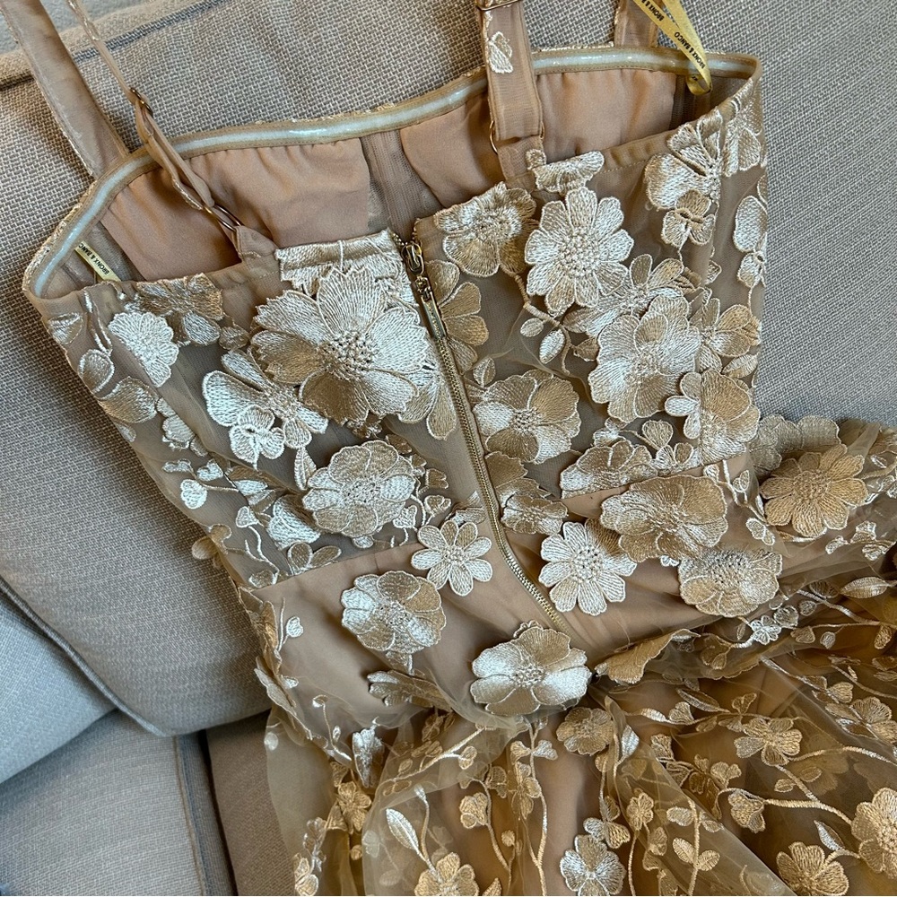NEW  BRONX AND BANCO Jasmine Gold Gown Maxi Dress Gold Sequin Floral - Picture 11 of 14